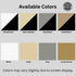 Color swatches with text indicating available color options and a brand logo.